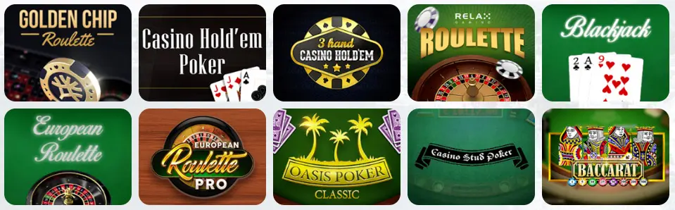Jeux de table au Ares Casino